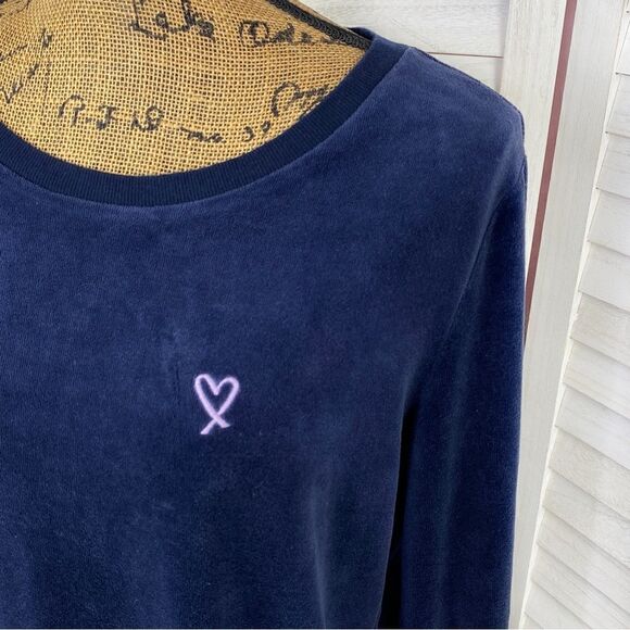 Victoria’s Secret Velour Crossover Split Back Pullover Sweatshirt Blue Medium - Picture 6 of 13